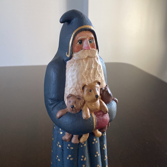 Randy Tate Blue Santa Holding Teddy Bears Figurine - Picture 8 of 9